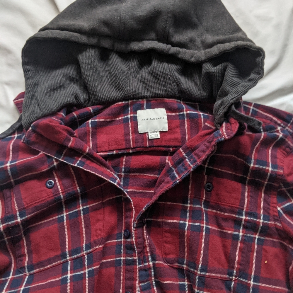 American Eagle Flannel Hoodie